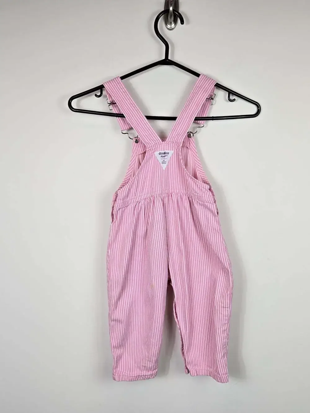 Vintage OshKosh B’Gosh Overalls 24M Pink Stripe Baby Girls Railroad